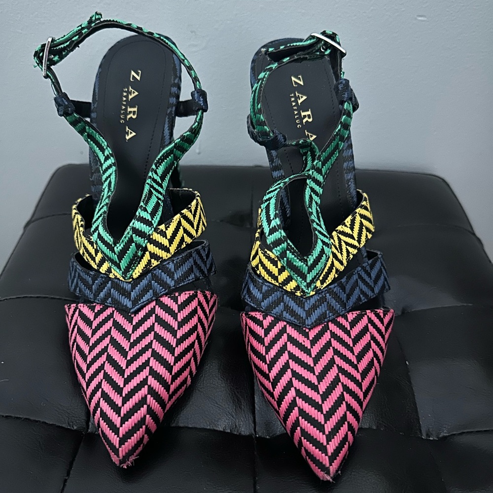 Zara Women's Multicolor Patterned Heels